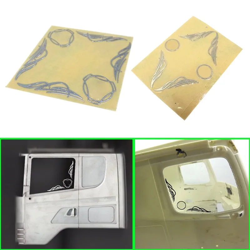 محاكاة ملصقات معدنية للنافذة الجانبية لأجزاء 1/14 Tamiya RC Truck Scania R620 Diy
