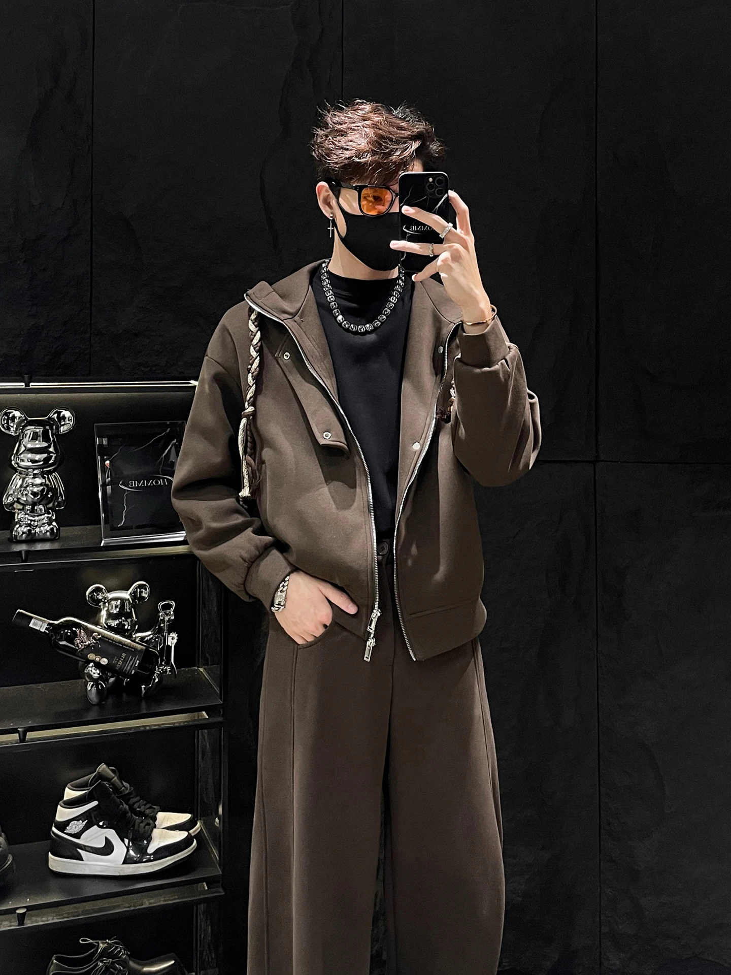 

New HOMME Men's Hoodie Jaet Set with Knife- Pants Long Sve Casual Outerwear Faionable Autumn Collection