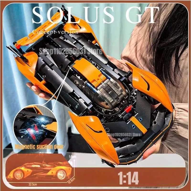 817pcs Technical 1:14 Solus GT Hyper Speed Car Building Blocks Assemble Bricks Racing Vehicle Toys Gift For Children Kids