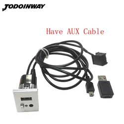 USB AUX input adapter mini usb cable slot interface button black silver styling  for ford focus 2 mk2 2009 2010 2011 accessories