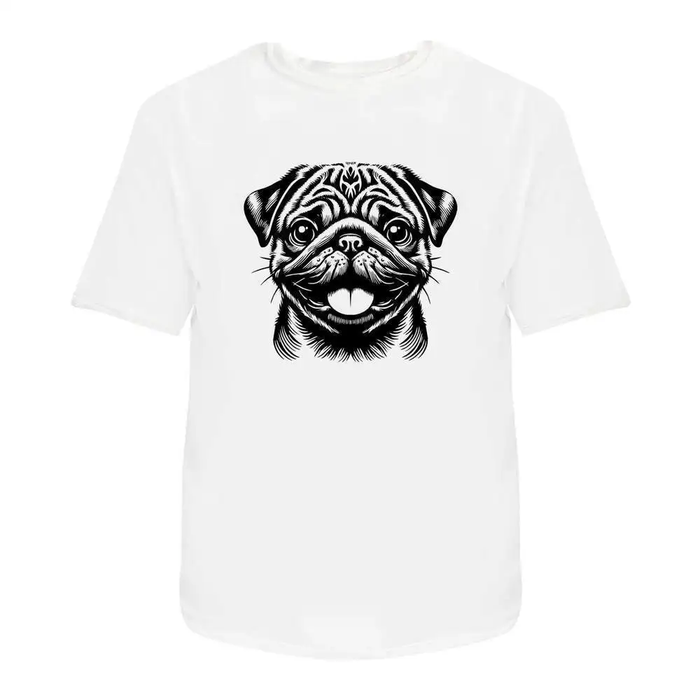 Pug Portrait' Cotton T-Shirts   Anime Graphic T-shirts for Men Clothing Women