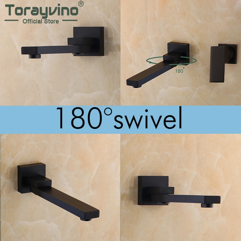Torayvino Bathroom Faucet 180 Swivel Spout Single Handle Basin Sink Bathtub Faucets Wall Mounted Hot And Cold Mixer Water Tap