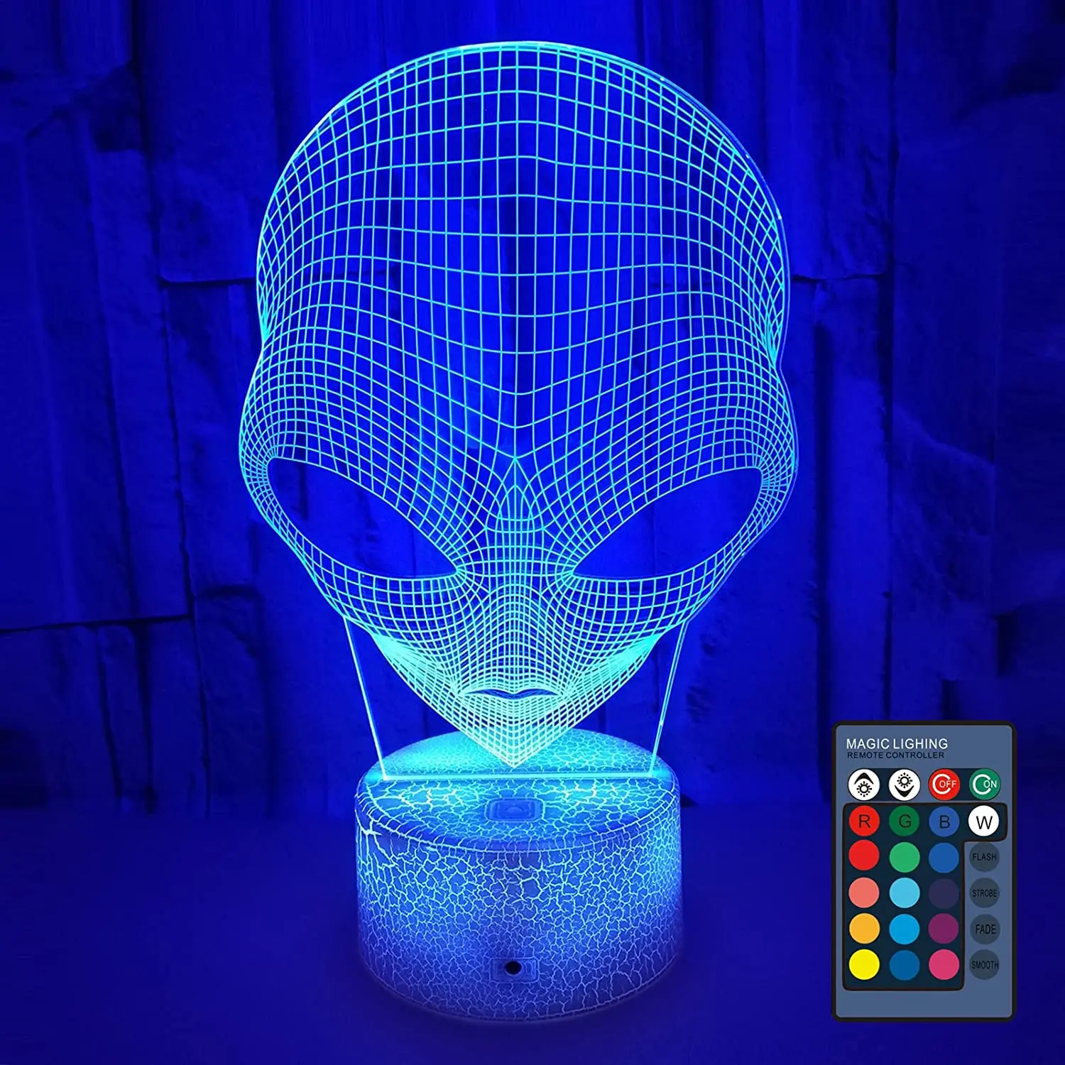 Alien 3D Hologram Illusion Unique Lamp Acrylic Night Light With Touch Switch UFO Table Lamp 16 Colors Decor Birthday Xmas Gift