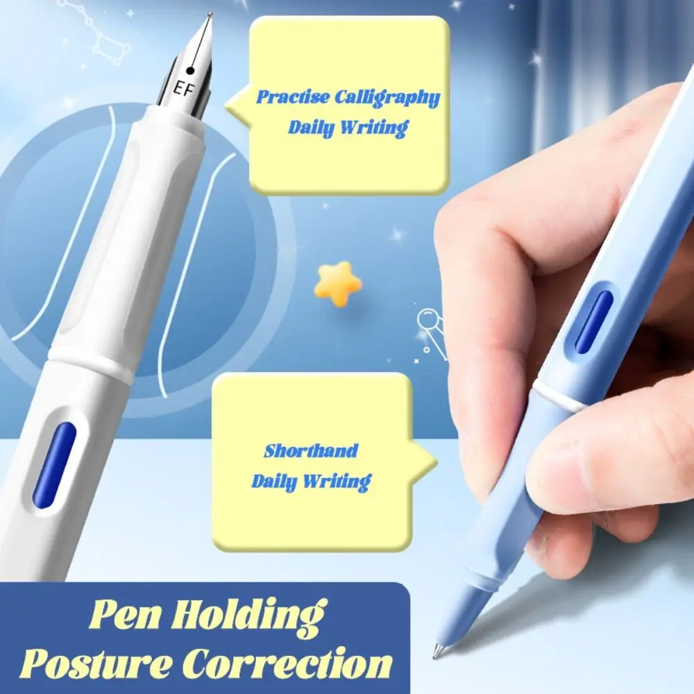 2PCS Cartoon Capyabra Erasable Pen Quick Drying Pen Holding Posture Correction Fountain Pen Blue Ink Writing Tool School Office