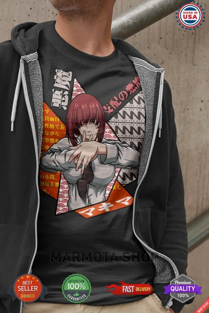 Unisex Chainsaw Man Anime T-Shirt, todos os tamanhos Tee, Manga, Pochita, Camisa Makima