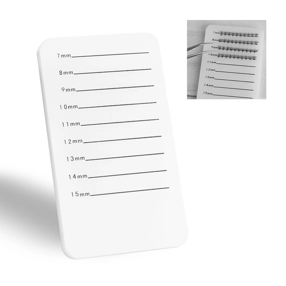 

Eyelash Tray Display Stand Grafting Extension Holder Plate 7mm-15mm Scale Reusable Acrylic Hand Lash Tool White Professional