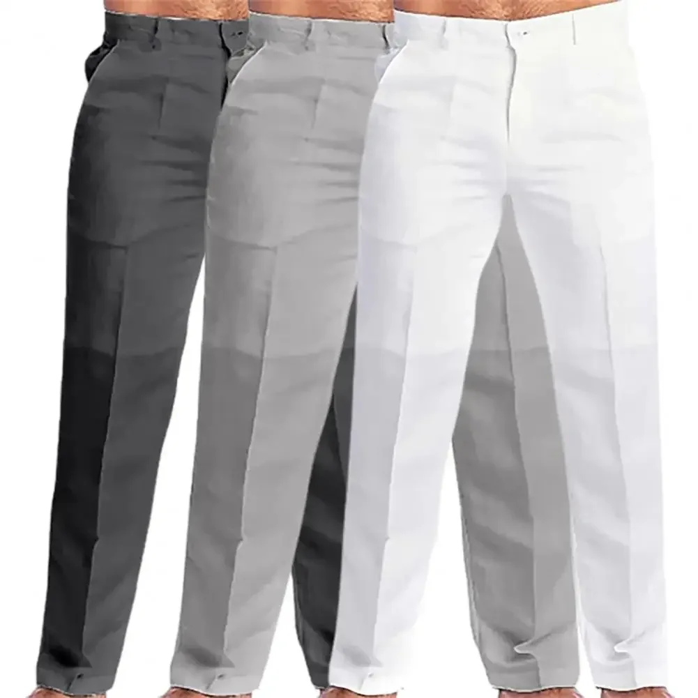 

2025 Men's Stand Pocket Casual Linen Pants Solid White Gray Trouser Plus Size 3xl Mens Elegant Fashion Sweatpants Men Streetwear