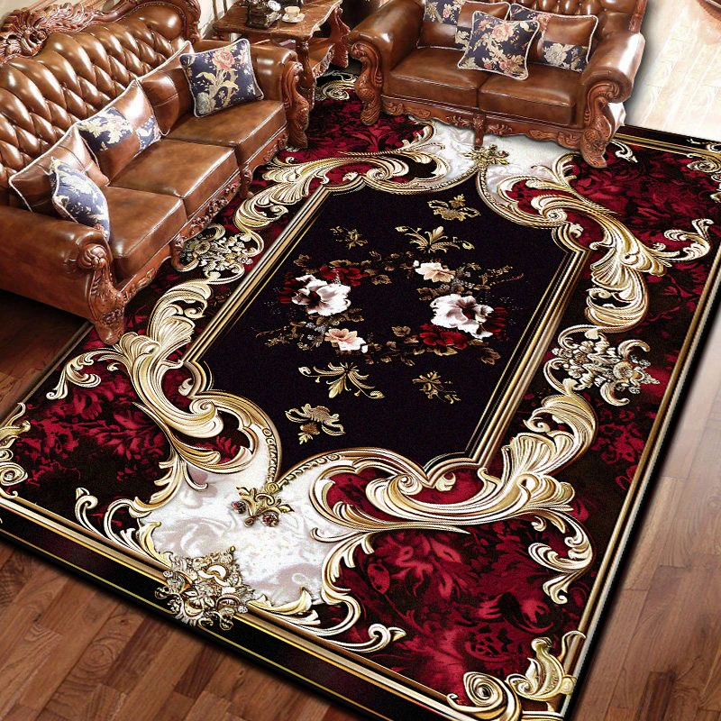 

European Retro Rug for Bedroom Large Area Cloakroom Lounge Non-slip Floor Mats Carpet Living Room Home Decoration Sofa Area Rugs