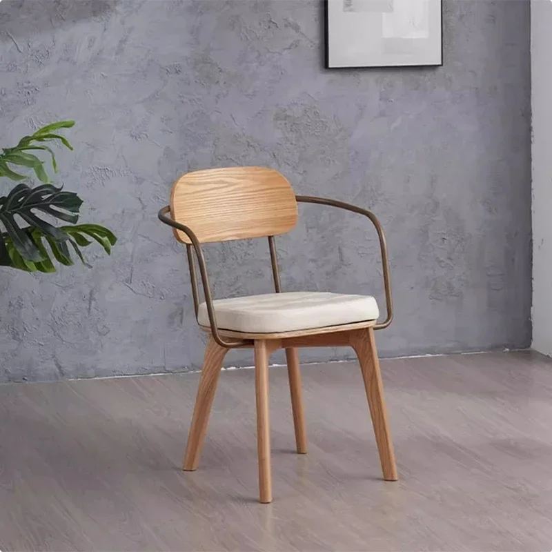 

ZIndustrial Style Solid Wood Coffee Chair Backrest Saloon Nordic Simple Dining Chair Iron Art Vintage Home Furniture Sillas FYDC