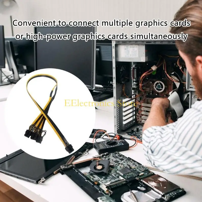 

B03C 8Pin Male to 3x 8Pin (6+2) Male Graphics Card Power Supply Adapter Cable 80cm