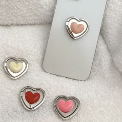 Plain Color Love Heart Metal Mobile Phone Finger Ring Holder Universal Smart Tok Rotatable Finger Ring Lazy Bracket Griptok