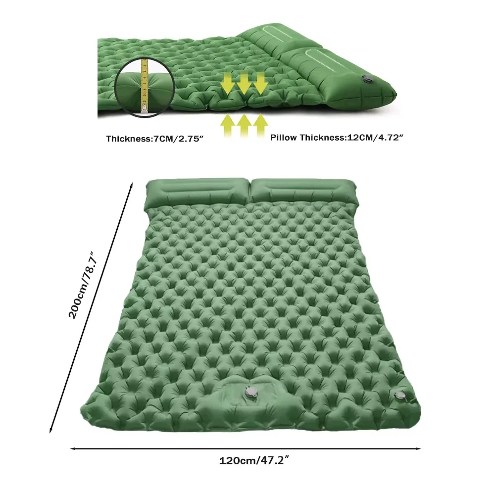 Camping Ultra-Light Inflatable air Bed Mattress with Built-in Pump Two-Person Moisture-Proof Sleeping Pad  for Hiking Outdoor