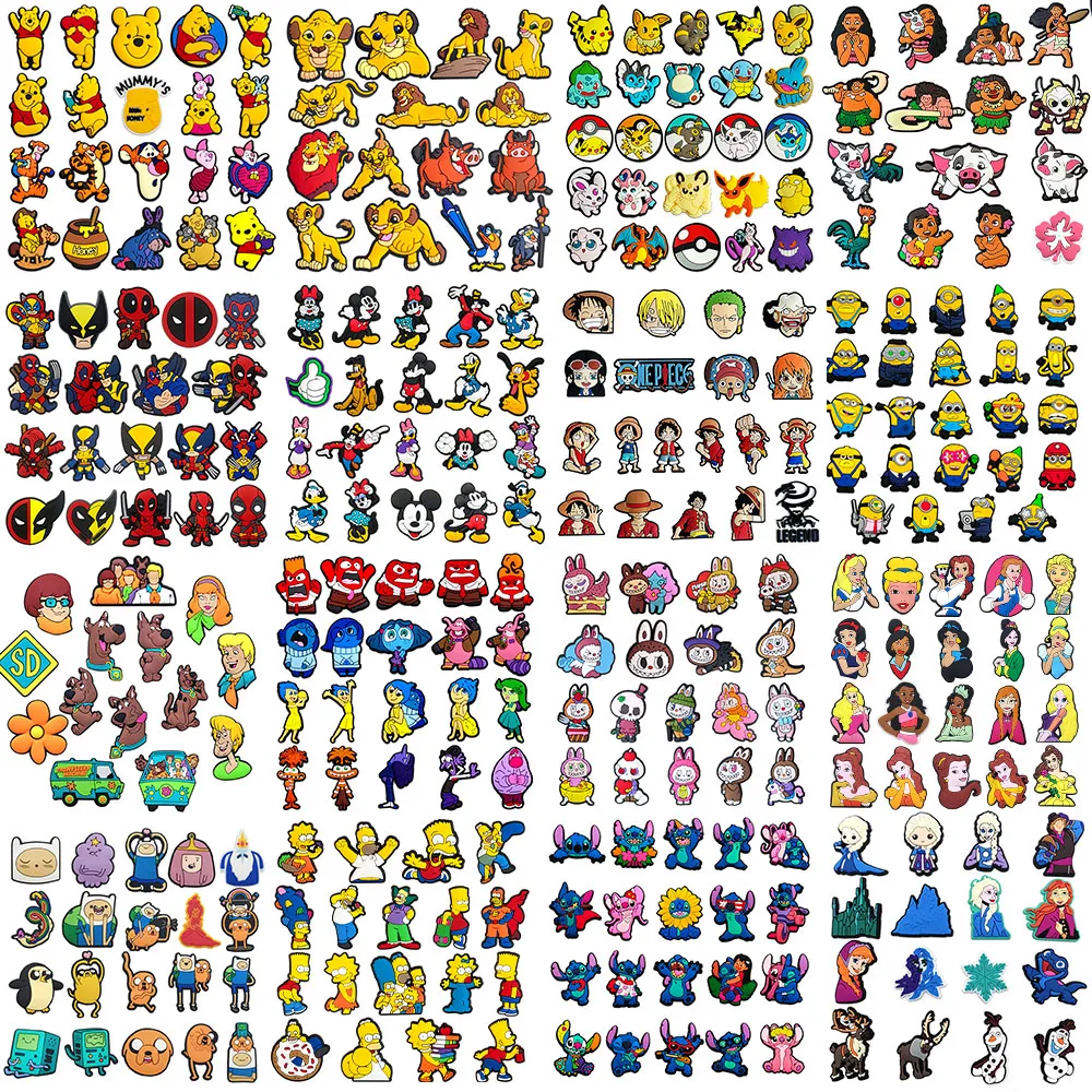 12-30pcs MINISO Cartoon Anime Shoe Charms Accessories PVC Shoe Decrations Wristband Buckle fit Clog Sandal Kids X-mas Gifts