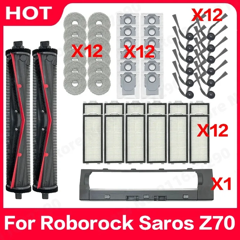 For Roborock Saros Z70 Spare Parts Main Side Brush Filter Mop Cloth Dust Bag Main brush cover Vacuum Cleaner Accessories