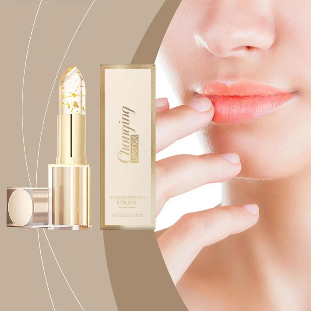 Gold Foil Temperature Color Changing Lipstick - 24K Gold Flakes,Vitamin E & Carotene Infused,Transferproof Long-Lasting Lip Balm