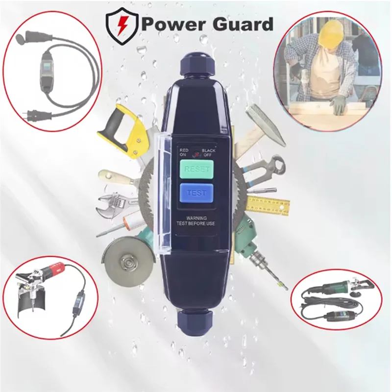 AT05-Inline Anti-Electric Shock, 30Ma Residual Current Protection RCD Connector, PRCD Intermediate Safety Switch For Outdoor