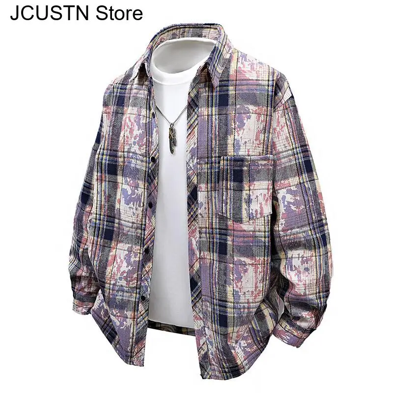 

2025 Korean Style Spring Autumn Blouse Men Casual Long Sleeve Shirt Thin Jacket Male Streetwear Fashion Loose Fit Coat