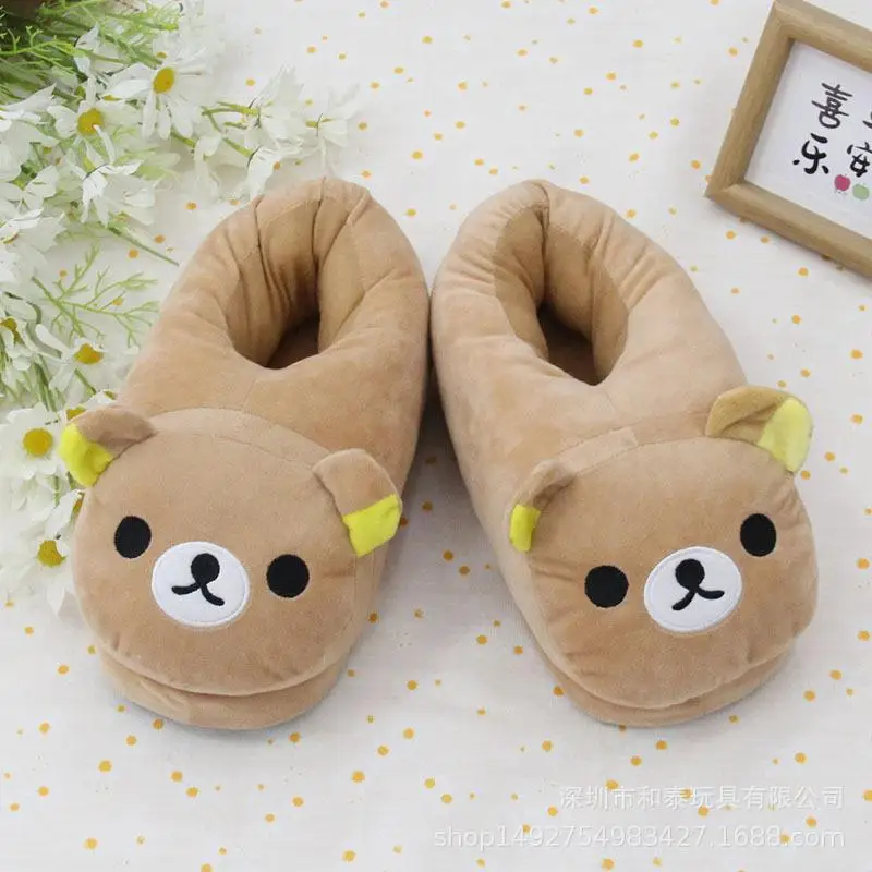 

New Kawaii Rilakkuma Slippers Winter Warm Plush Cotton Shoe Bag Heel Girls' Home Slippers Cartoon Ins Gifts Girlfriend Gifts