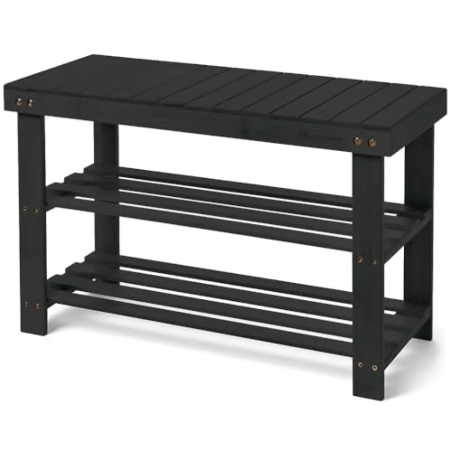 

Бамбуковая подставка для обуви - скамья для хранения обуви у входной двери, скамья для прихожей с полкой для обуви, органайзер для хранения обуви, деревянная подставка для обуви