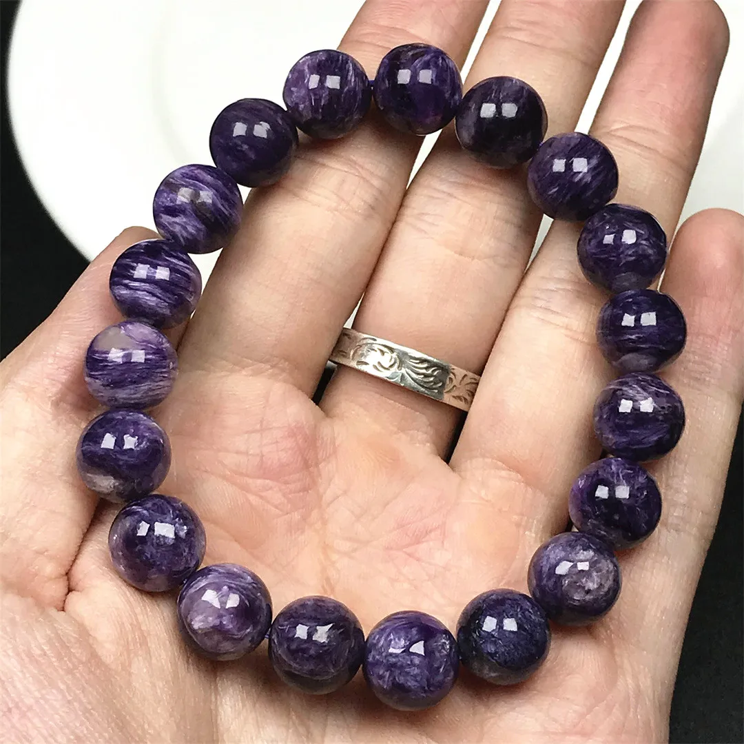 

11mm Natural Purple Charoite Crystal Bracelet For Women Men Healing Luck Gift Stone Reiki Gemstone Beads Jewelry Strands AAAAA