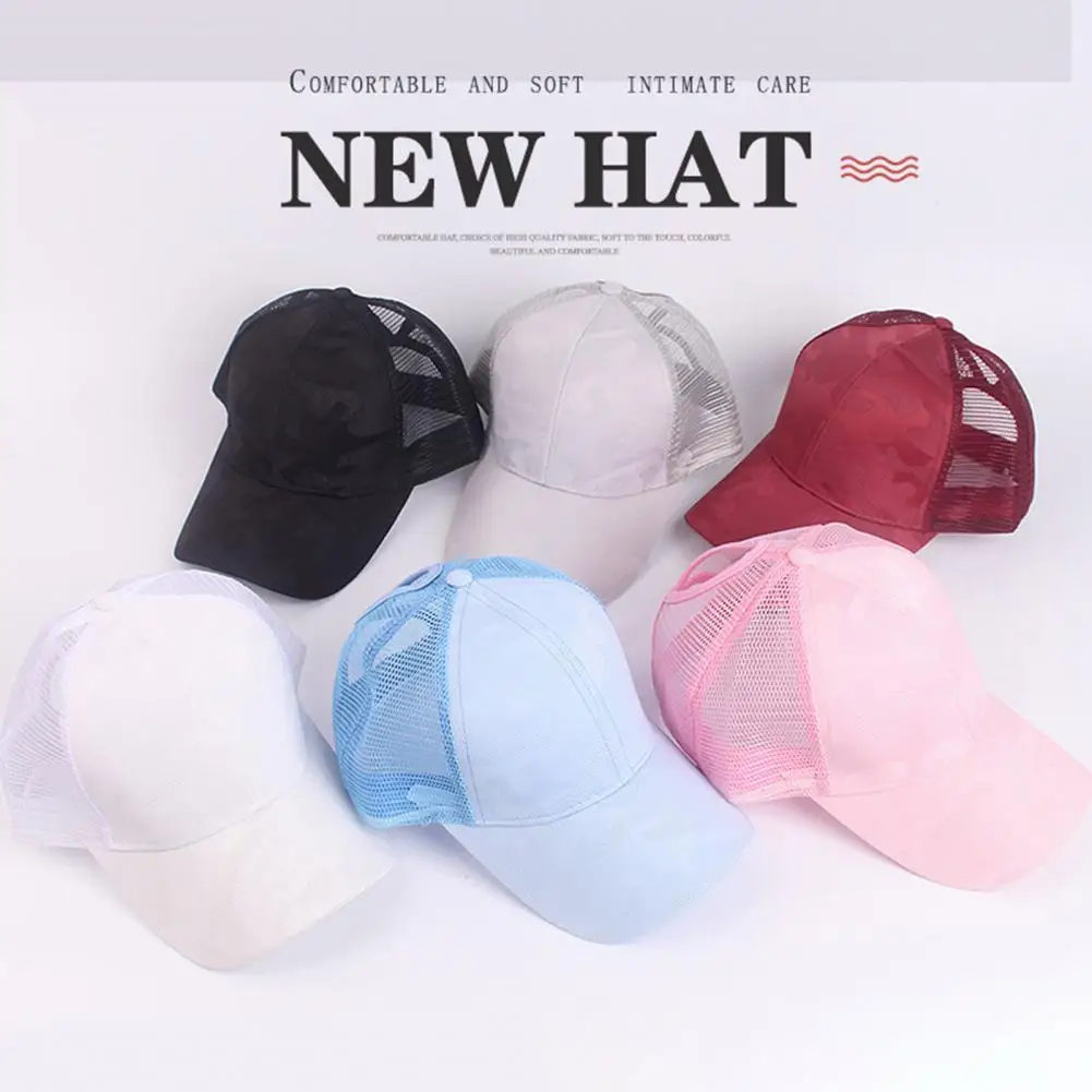 2024 New Ponytail Baseball Cap For Summer Women's Adjustable Black Hat Messy Cap Casual Fashionable Girl Mesh Caps Casual