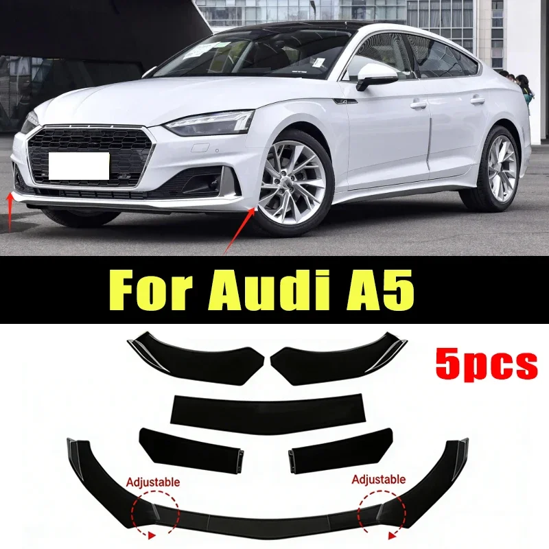 

5Pcs ABS Material Universal Car Front Bumper Separator Bumper Lip Body Kit Duck Lip Separator For Audi A5 Car Accessories