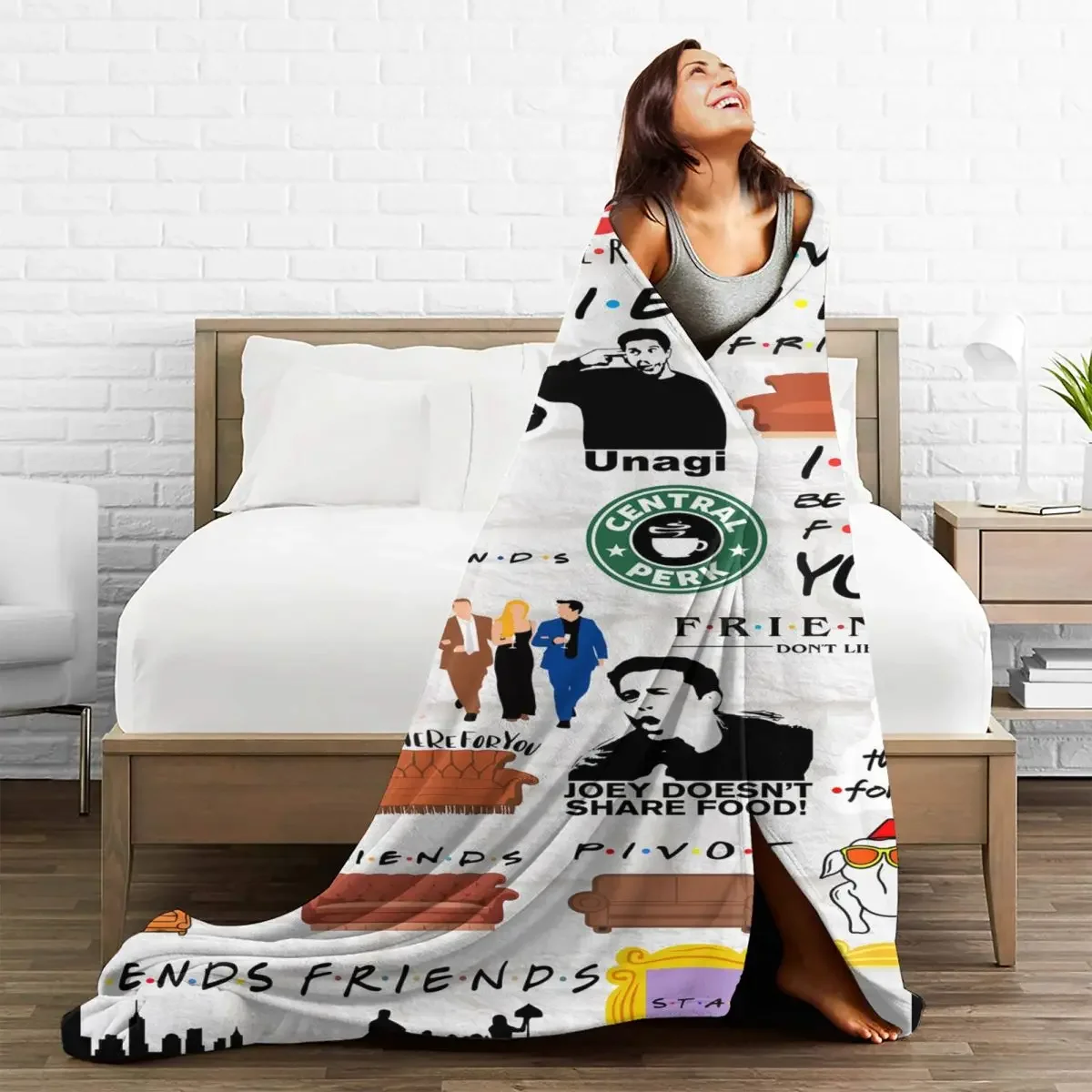 

Friends TV Show Baby Blankets Plaid Sofa Cover Coral Plush Fleece Autumn/Winter Throw Blankets for Bedding Office Bedding Throws