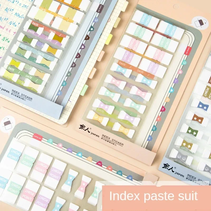 155 Sheets Color Sticky Notes Index Transparent Post Stickers Stationery Self-adhesive Labels Bookmark Tabs School Supplies