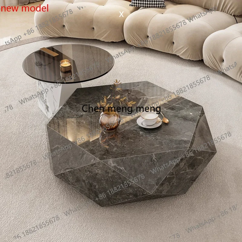 N138Rock Plate Coffee Table Convenience High Fashionable Combination Coffee Table Soft Nordic Living Room Furniture Salongbord