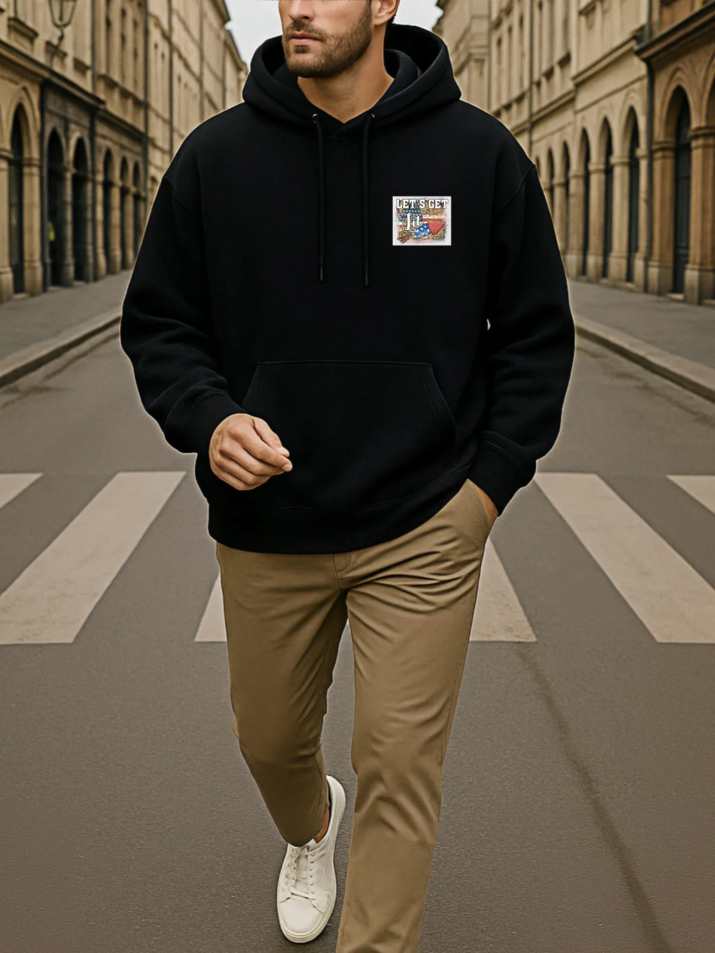 هوديي جرافيك للرجال، طباعة جرافيك عتيقة، نمط كاجوال، مزيج من القطن، للشباب، للارتداء اليومي