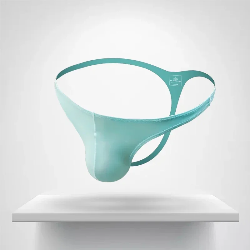 

5 шт. Мужские трусы-стринги с низкой посадкой, однотонные, U-образные, эластичные, облегающие, из ледяного шелка, дышащие, с эффектом подтяжки бедер