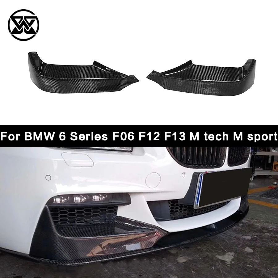 

Carbon Fiber Front Bumper Lip Splitters For BMW 6 Series F06 F12 F13 M tech M sport Side Flaps Cupwings Canards Apron Body Kit