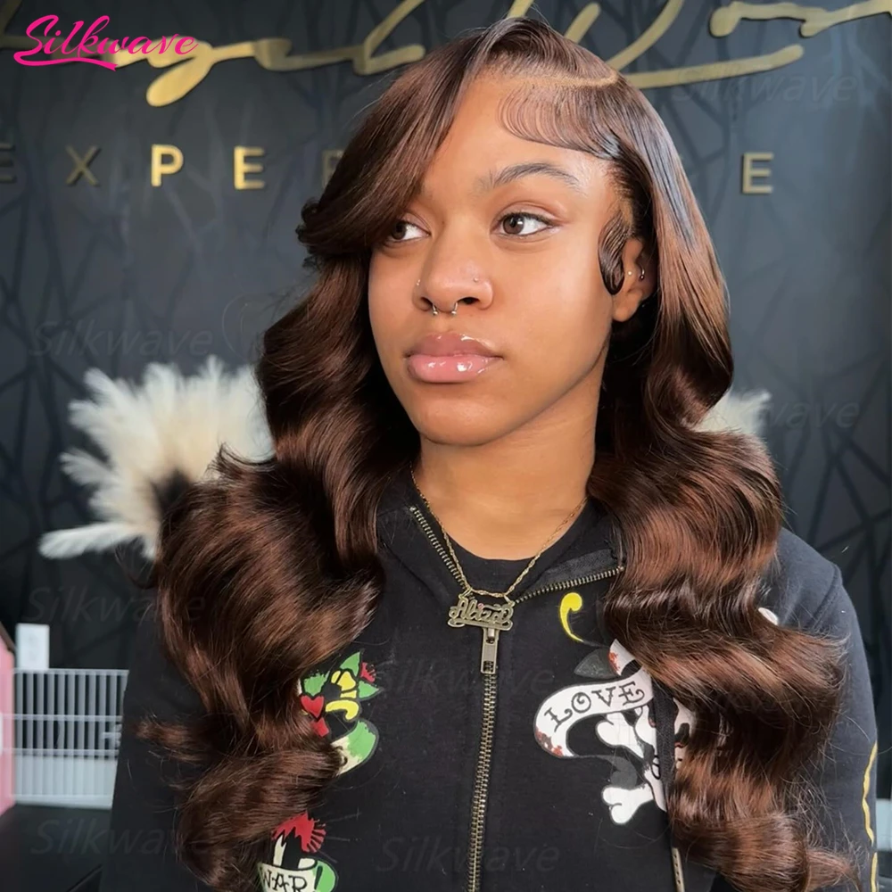 

13x6 HD Шоколадно-коричневый парик из натуральных волос на кружеве с объемной волной для женщин 13x4 Парик из натуральных волос на кружеве Бразильские волосы Remy 200% 30 36 дюймов