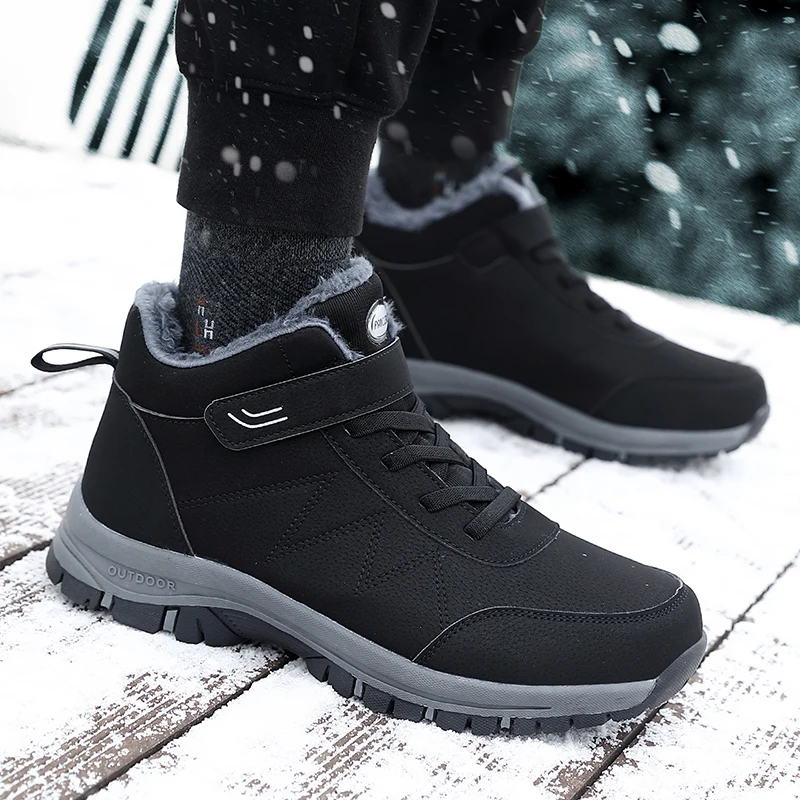 

Snow Boots for Men Casual Winter Shoes Platform Non-slip Warm Fur Ankle Boots Plush Combat Outdoor Hiking Motorcycle Boots