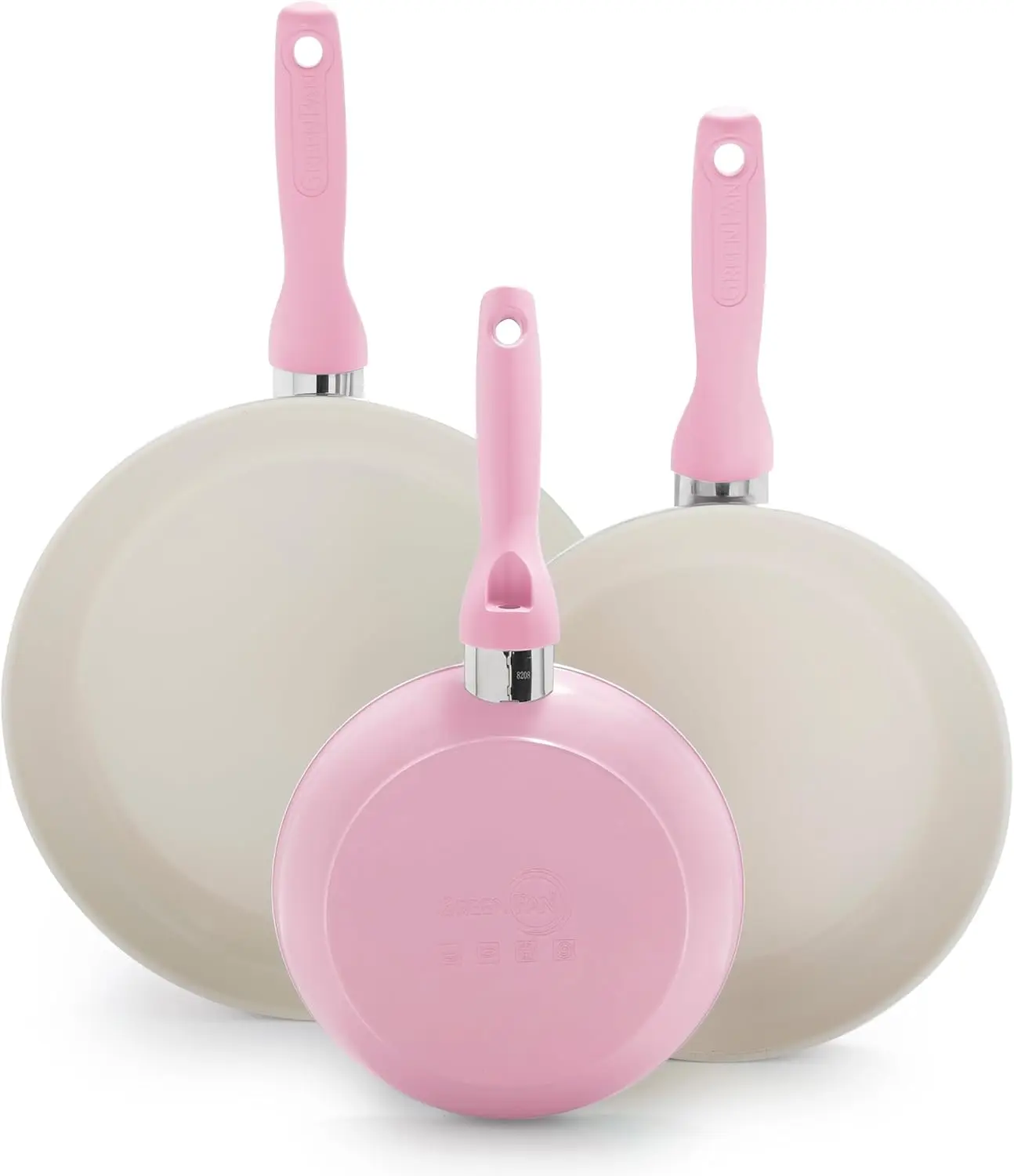 

Healthy Ceramic Nonstick Frying Pan Set, 3 Sizes, Soft Grip Handle, PFAS-Free, Dishwasher and Oven Safe