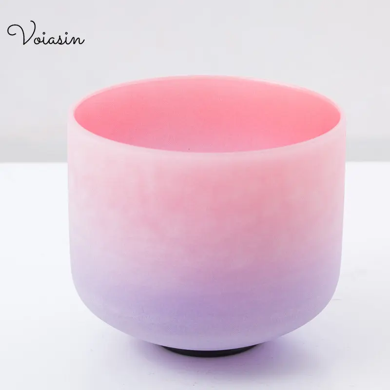 8-12inch Quartz Crystal Singing Bowl, Pink and Purple ,Sound Healing Stress Reduction, Yoga Meditation, with Mallet and O-Ring