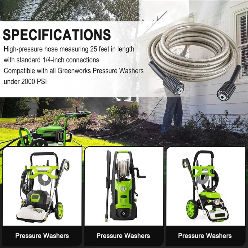 BMBY-لخرطوم استبدال غسالة الضغط Greenworks-خرطوم الضغط العالي بطول 25 قدم يناسب رمز الموديل 5200402 #3