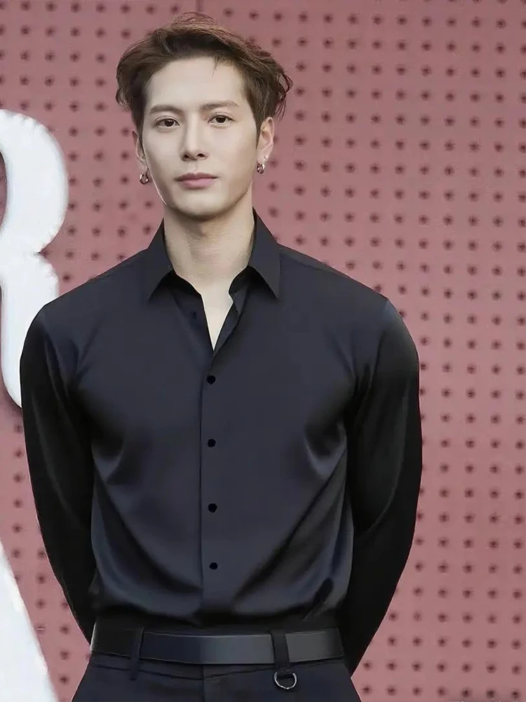 

Long Sve irt Men's Sle Briti Faion Inner Wear Base Layer irt Formal Suit Casual Youth Autumn Season Regular Fit