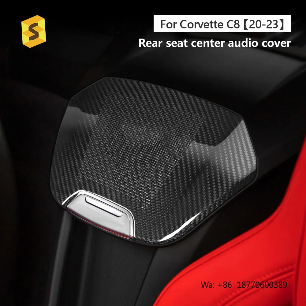 Shasha Carbon Fiber Accessories Carbon Fiber Trim Rear Seat Center Audio Cover Car Interior Trim for Corvette C8 2020-2023s