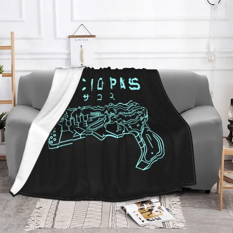 Psycho Pass Logo And Dominator Gun Weapon Blanket Home Sofa Bed Nap Blanket Faux Fur Throw For Sofa Bedroom