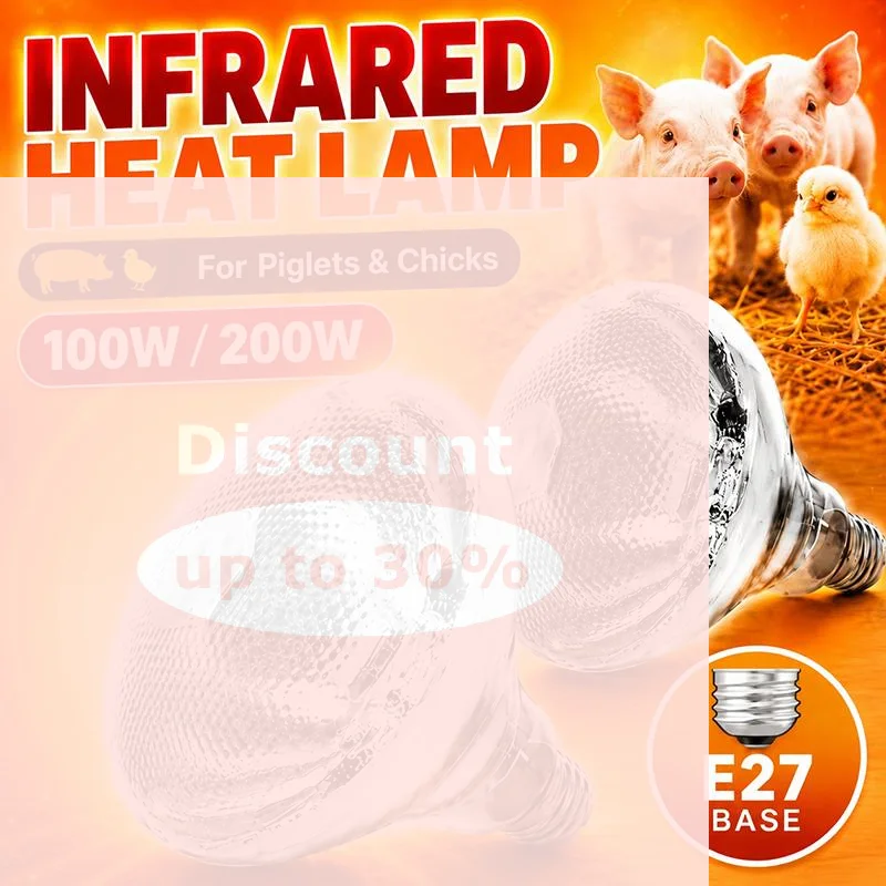 [100W/150W/200W/250W Infrared Heat Lamp Bulb For Animals Piglet Chicken Brooder Lamp]
