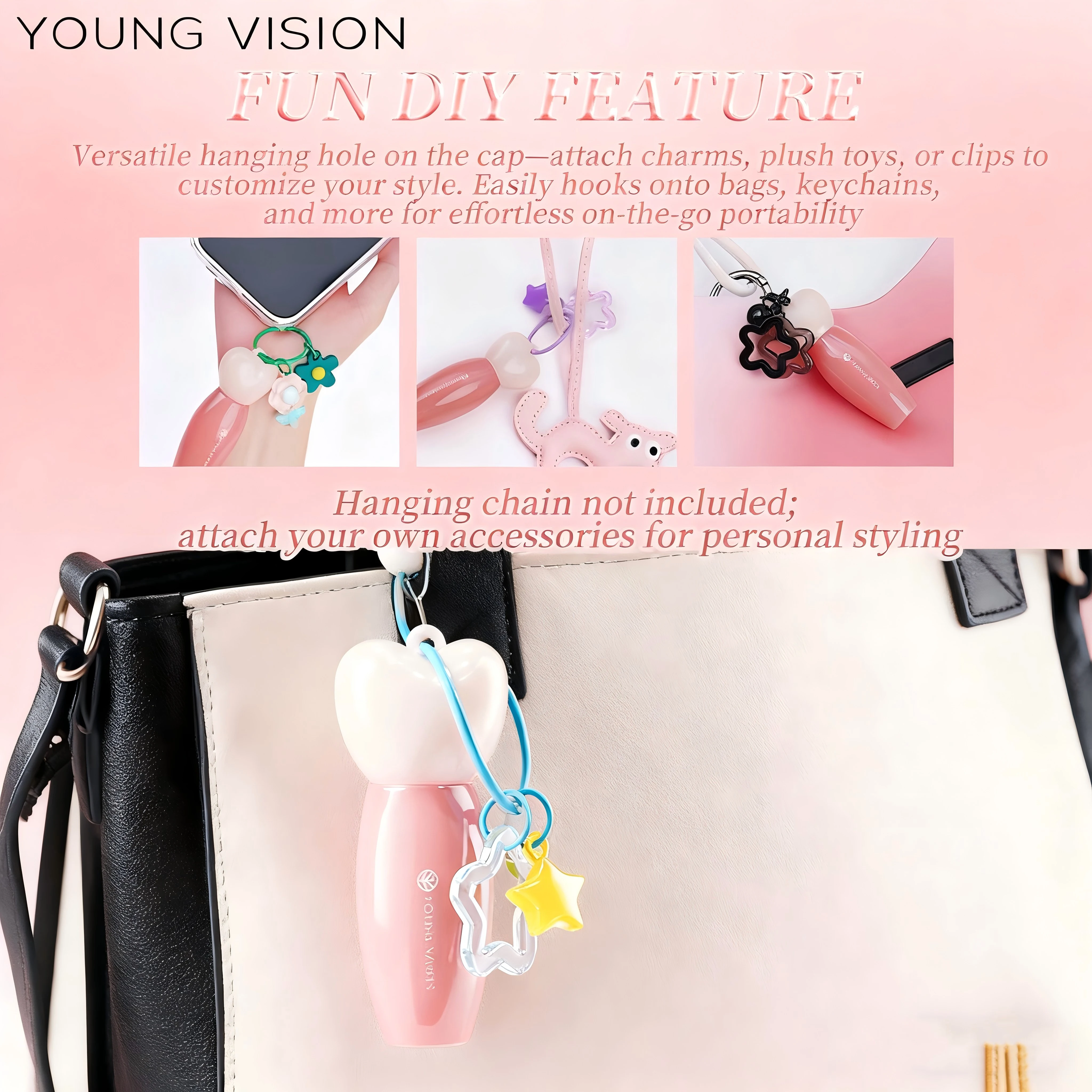 YOUNG VISION 6-Color Fruit Glow Lip Gloss + Star Pendant Moisturizing Waterproof Liquid Lipstick Long-Lasting Color Cosmetics