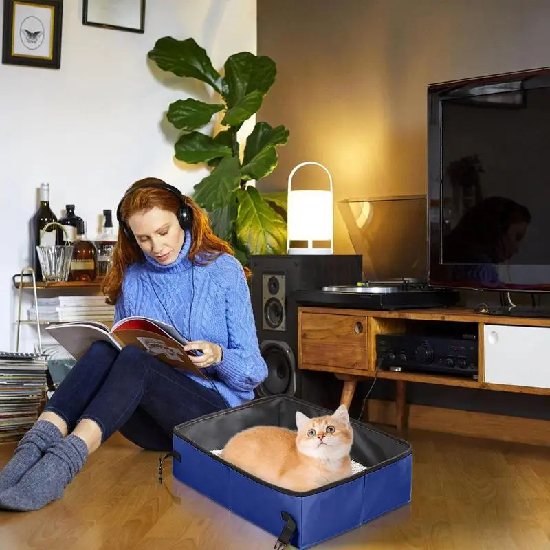 

Foldable Litter Box Cat Toilet Portable Travel Foldable Litter Pan Oxford Cloth Leak-Proof Waterproof Pet Toilet Kitten
