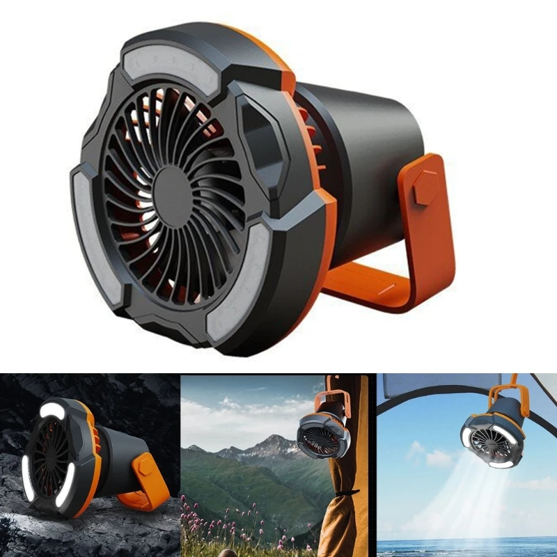 Battery Desk Fan with Built-in battery,Camping Fan Strong Wind,Quiet Operation 3-Speed Table Fan With Remote Function P9JD