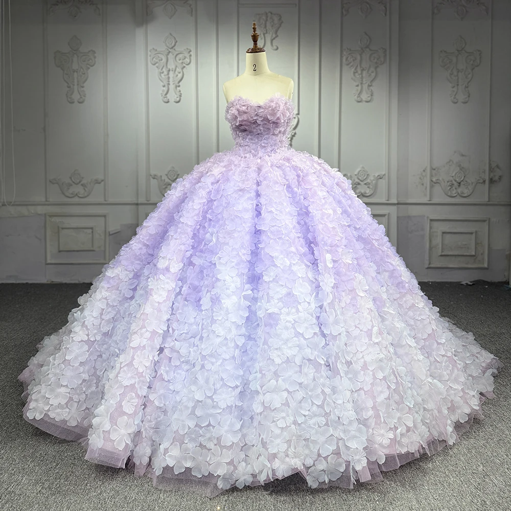 Chic Quinceanera Dresses Purple Strapless Vestidos De 15 Anos De Dos Piezas Wholesale Customized Lace Up Back Court Train