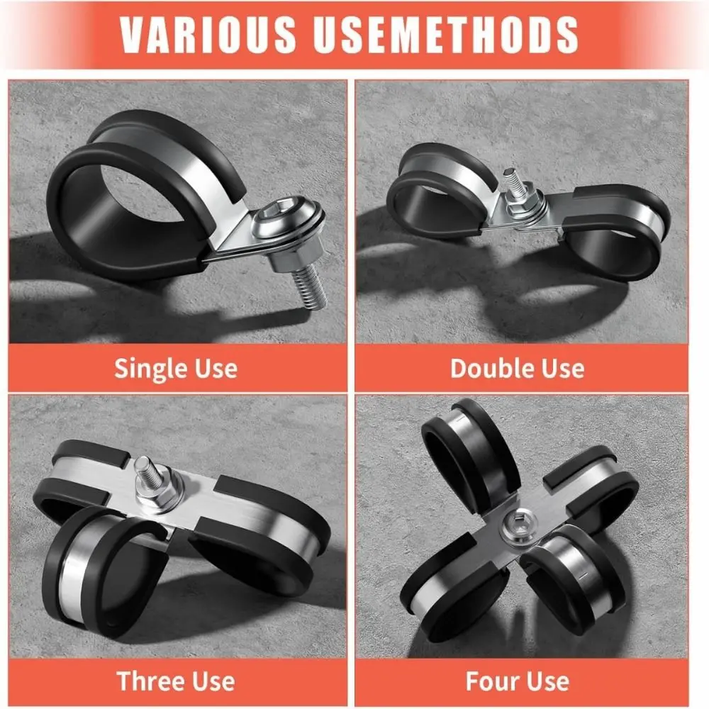 24PCS Durable 3/4 Inch 19mm Cable Clamp Rubber Cushioned Insulated Wire Management Stainless Steel Loop Clamp Household
