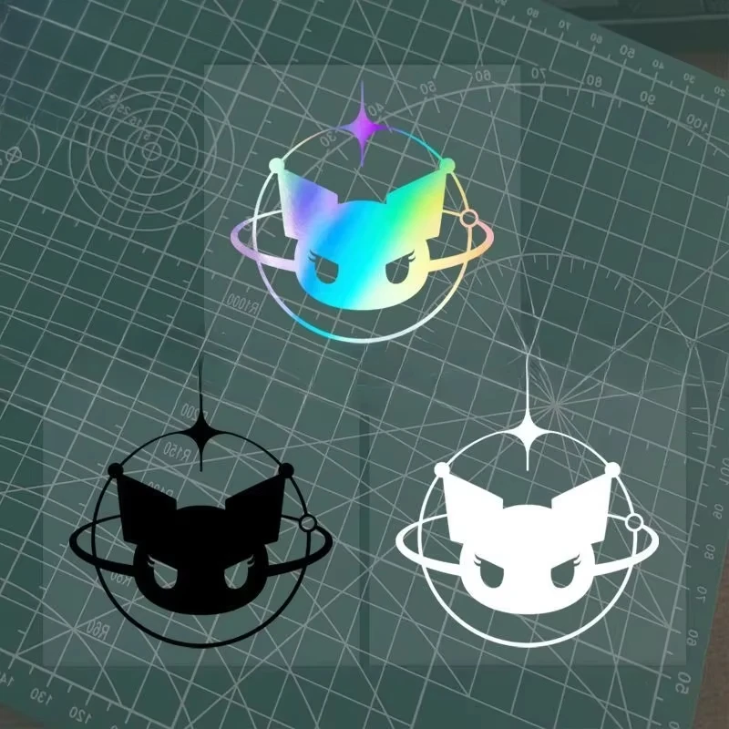 

Sanrio Kuromi Car Laser Reflective Stickers Cool Anime Pattern Body Glass Decoration Fuel Tank Waterproof Stickers
