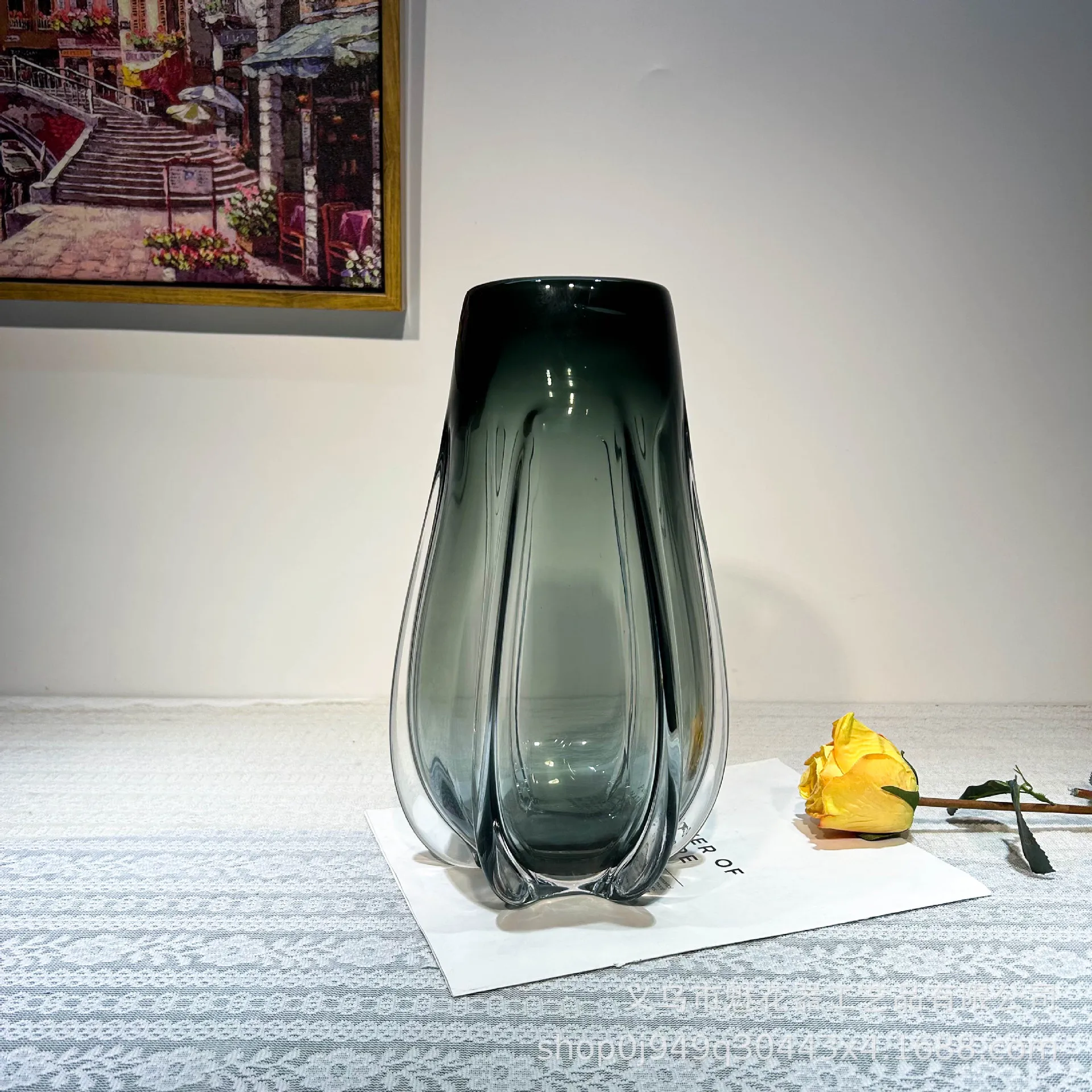 HYS Luxury Advanced Sense Glazed Vase Home Furnishing Dining Table Wine Cabinet Light Luxury Ornament Model