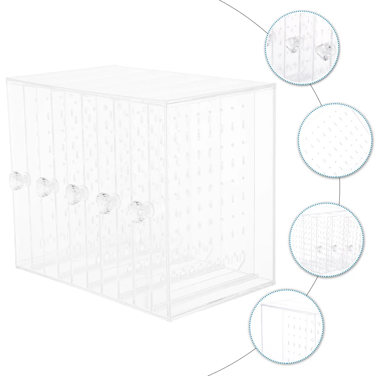 

1 шт. Прозрачный пылезащитный органайзер для украшений, коробка для хранения серег, компактный контейнер для демонстрации и хранения ювелирных изделий