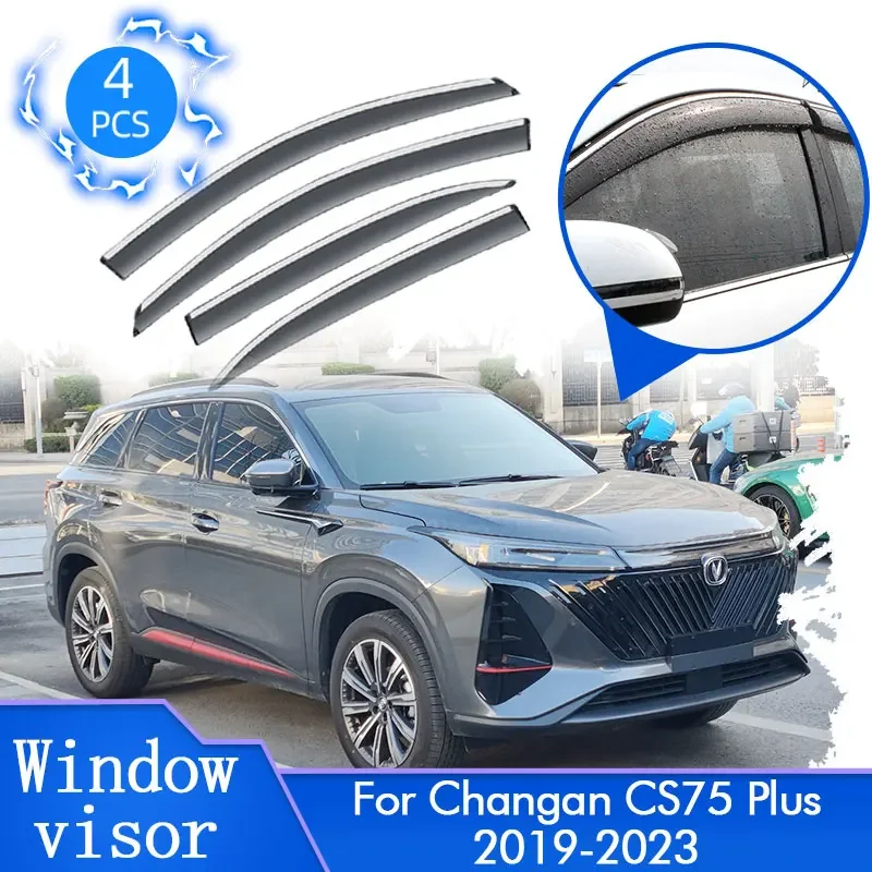 

For Changan CS75 Plus 2019 2020 2021 2022 2023 Window Visor Trim Exterior Protector Deflector Awning Vent Cover Car Accessories